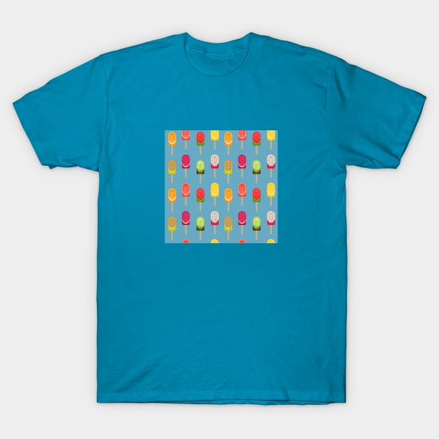 Fruit popsicles - Blue T-Shirt by PrintablesPassions